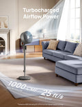 DREO Fan for Bedroom, 90° Oscillating Standing Fan, 20dB Quiet, 90ft Pedestal Fans for Room Office, DC Motor, 8+H Speeds, 3 Modes, 38-42'' Adjustable Height, Remote, 8H Timer, 105° Manual Vertical 🍁 All In One Marketplace Canada