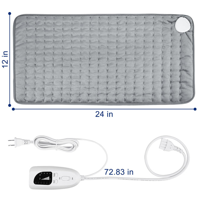24"x12" Heating Pad, Electric Heating Pad for Dry & Moist Heat, Electric Heat Pad with Multiple Temp & Timer Settings, Auto Off, Silver Gray 🍁 All In One Marketplace Canada