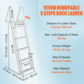 VEVOR Dock Ladder, Removable 5 Steps, 350 lbs Load Capacity, Aluminum Alloy Pontoon Boat Ladder with 4'' Wide Step & Nonslip Mat, Easy to Install for Ship/Lake/Pool/Marine Boarding 🍁 All In One Marketplace Canada