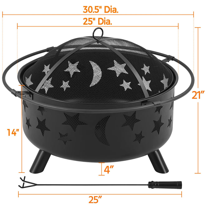 Yaheetech 30in Fire Pits with Poker & Spark Screen Deep Large Fire Bowl 🍁 All In One Marketplace Canada