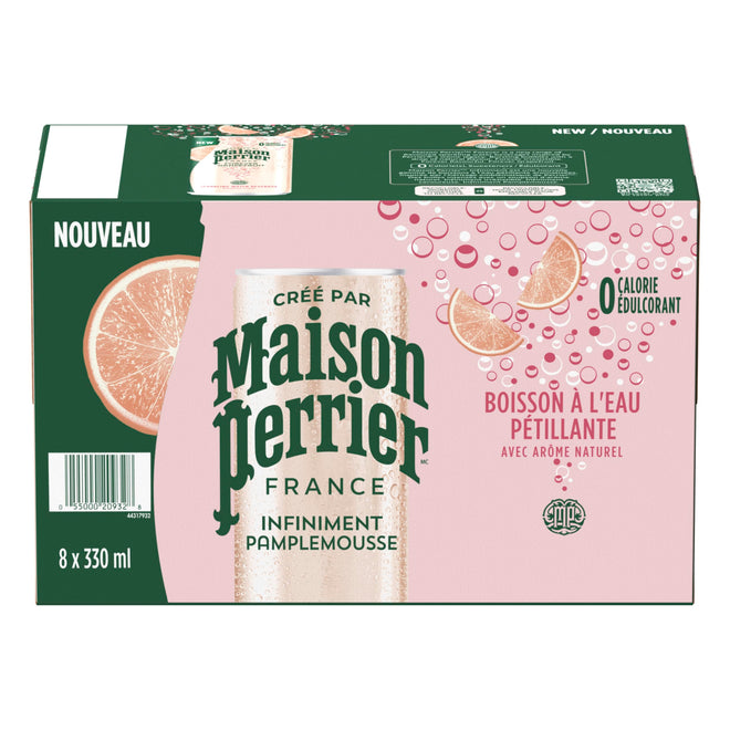 Maison Perrier Forever Grapefruit, Sparkling Water Beverage, 24 x 330ml 🍁 All In One Marketplace Canada