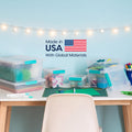IRIS USA 11.4 L (12 US Qt) Large Deep Clip Box, 4 Pack, Clear Plastic Storage Container Bins with Latching Lids, Organizer for Home, Office and Classroom, Stackable Nestable, Seafoam Blue Buckles 🍁 All In One Marketplace Canada