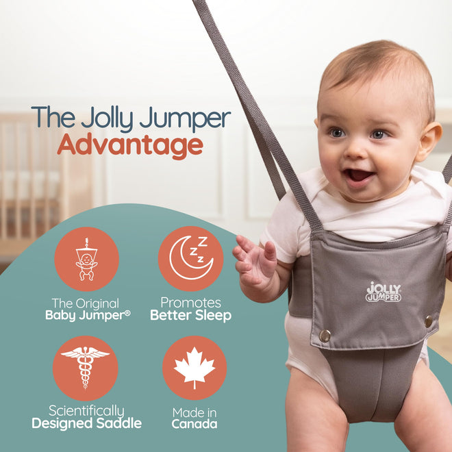Jolly Jumper CLASSIC (Black) with Stand - ORIGINAL Baby Jumper, Indoor and Outdoor Exercise Saddle Seat, Adjustable Height, for Infants up to 28lbs 🍁 All In One Marketplace Canada