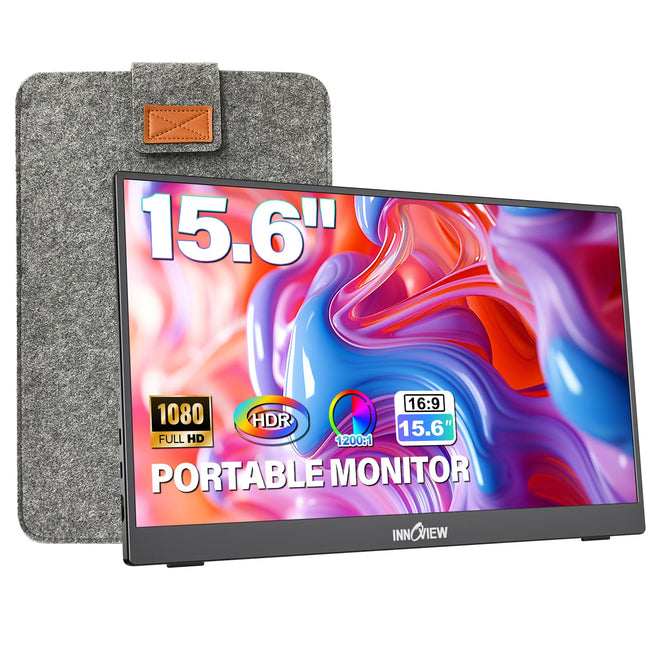 InnoView Portable Monitor 15.6" 1080P Portable Monitor for Laptop with Protective Sleeve Built-in 90° Adjustable Stand USB C HDMI Ultra-Slim Laptop Screen Extender for MacBook Phone PS Xbox Switch 🍁 All In One Marketplace Canada