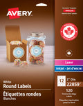 Avery Matte White Round Labels, 2" Label, for Laser/Inkjet Printers, Easy Peel, Print to Edge, 120 Permanent White Labels, Apply on Paper/Cardboard/Metal/Glass/Plastic, (22859) Made in Canada 🍁 All In One Marketplace Canada
