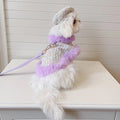 Lilac Harness and Leash Set | Plaid Dog Harness Hat Set