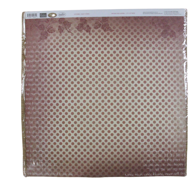 Couture Creations - 12 x 12 Paper (5 sheets) - Vintage Rose Garden Heavy Stripes
