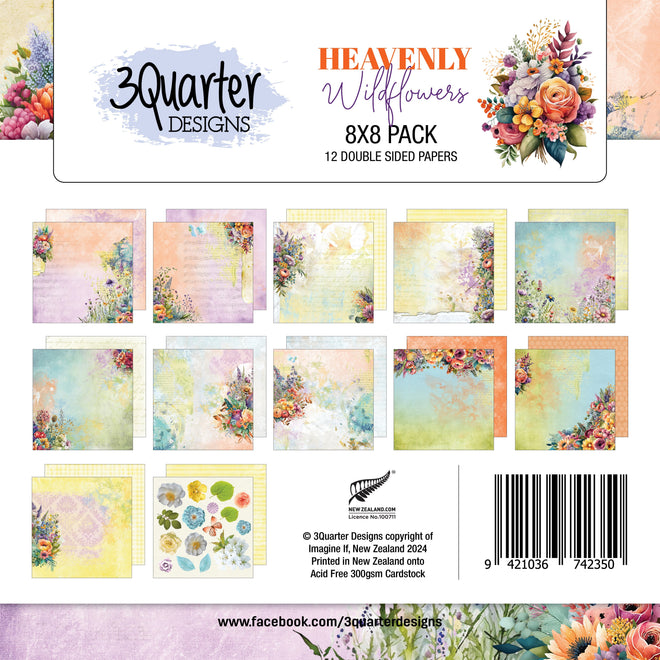 3Quarter Designs Heavenly Wildflowers 8x8 Paper Pack