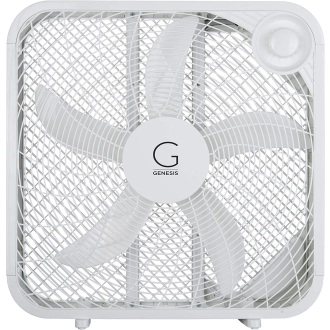 Genesis 20" Box Fan, 3 Settings, Max Cooling Technology, Carry Handle, White (G20BOX-WHT) 🍁 All In One Marketplace Canada