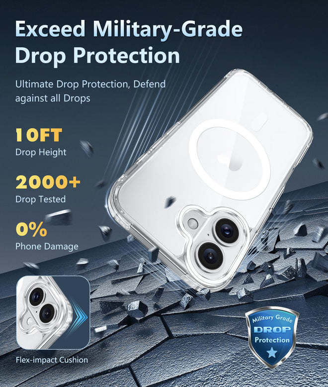 FNTCASE for iPhone 16 Case Clear: Magnetic Phone Cases with Screen Protector Drop Proof Compatible with Magsafe Slim Anti Yellowing Rugged Shockproof Protective Cell Cover (A-Clear Magnetic) 🍁 All In One Marketplace Canada