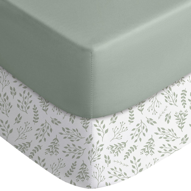 Yoofoss Baby Crib Sheets for Boys Girls, Fitted Crib Sheet 2 Pack for Standard Crib and Toddler Mattress, Super Soft Microfiber Baby Sheet 28x52x8in(Green+Leaf) 🍁 All In One Marketplace Canada