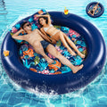 2-Person Pool Floaties for Adults Heavy Duty, Giant 75"X75" Inflatable Pool Matswith Canopy, Cup Holders, Detachable Headrest, Multi-Purpose Water Lounger for Pool Party, Lake, Beach, River, Outdoor 🍁 All In One Marketplace Canada