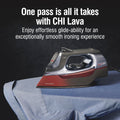 CHI Steam Iron for Clothes with 8’ Retractable Cord, 1700 Watts, 3-Way Auto Shutoff, 400+ Holes, Professional Grade, Temperature Control Dial, Lava Infused Ceramic Soleplate, Black (13113) 🍁 All In One Marketplace Canada
