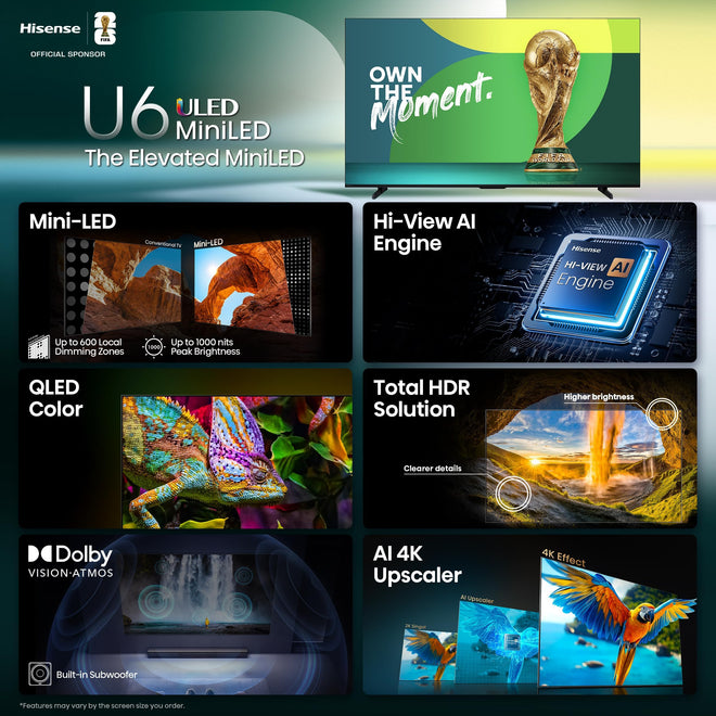 Hisense 55U68QF - 55" 4K UHD Best Value Mini-LED Smart Gaming Fire TV, QLED, Native 144Hz, Motion Rate 480, Dolby Vision IQ, Dolby Atmos, Game Mode Pro, Alexa Built in (2025 Model) 🍁 All In One Marketplace Canada