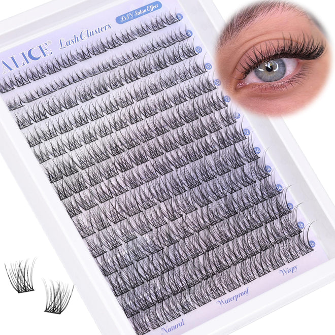 Natural Lash Clusters Wispy Cluster Eyelash Extensions 168pcs Individual Lashes 8-16mm C Curl DIY Lash Extension Natural Look Soft Thin Band Cluster Lashes by ALICE 🍁 All In One Marketplace Canada