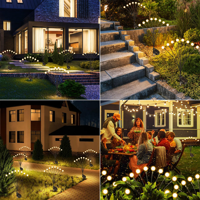 iBaycon 4 Pack Solar Firefly Lights Garden Pathway Outdoor Decor Warm White 🍁 All In One Marketplace Canada