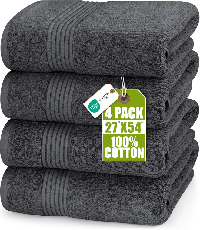 Utopia Towels Premium 100% Combed Ring Spun Cotton Bath Towels, Ultra Soft and Highly Absorbent, 27 by 54 inches, Large Bath Towels, 4 Pack, Grey 🍁 All In One Marketplace Canada