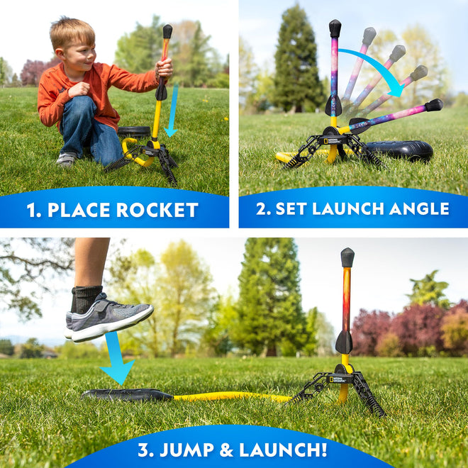 National Geographic Air Rocket Toy – LED Rocket Launcher for Kids, Jump & Launch Air Powered Foam Rockets up to 30.5 Meters, Kids Outdoor Activities 🍁 All In One Marketplace Canada