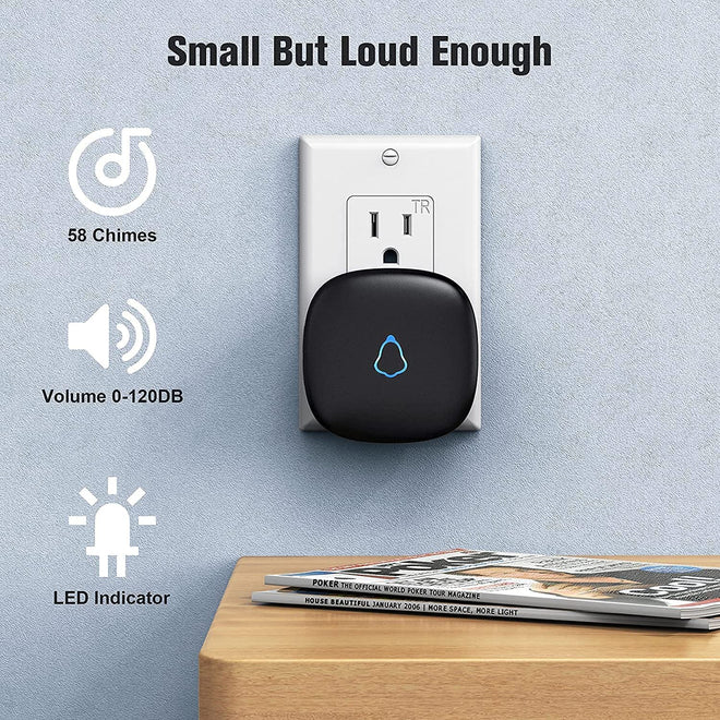 SECRUI Doorbell, Wireless Doorbell with 2 Receivers, Easy Installation, Adjustable Volumes, 58 Chimes, 1000Ft Operating Range, LED Indicator, Black 🍁 All In One Marketplace Canada