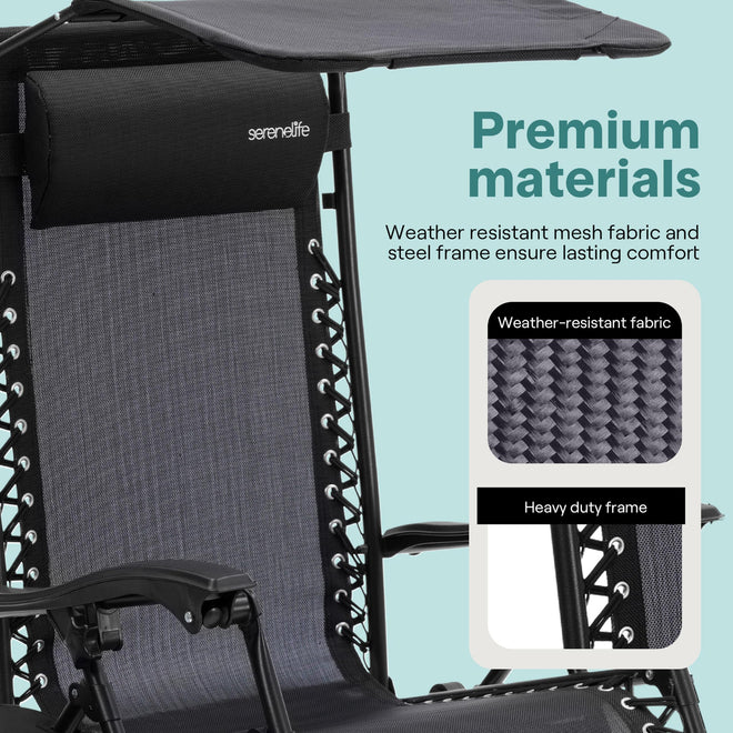 SereneLife Zero Gravity Reclining Chairs Set of 2 – Adjustable Folding Patio & Beach Lounge Chairs with Cup Holder Tray, Removable Padded Headrest, Weather-Resistant 🍁 All In One Marketplace Canada