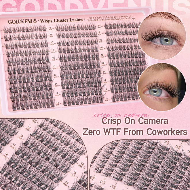 Goddvenus Lash Clusters Kit 9-14mm 300pcs Wispy Eyelash Cluster Lashes Natural DIY Lash Extension Kit Short Cluster Eyelash Extensions C Curl 🍁 All In One Marketplace Canada