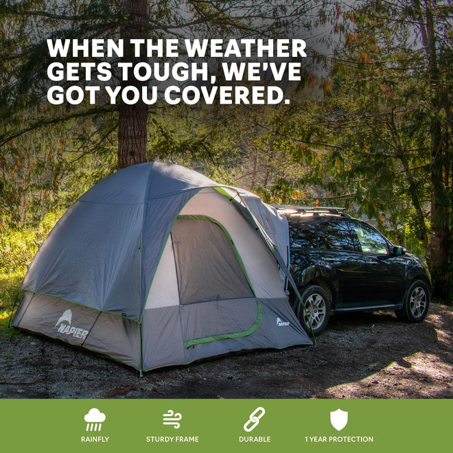 Napier Backroadz SUV Tent | 10' x 10' Vehicle Camping Tent | Fits All CUVs, SUVs, and Minivans | Sleeps 5 | Spacious, Durable, Easy Set-up | Gray/Green | Model 19100 🍁 All In One Marketplace Canada