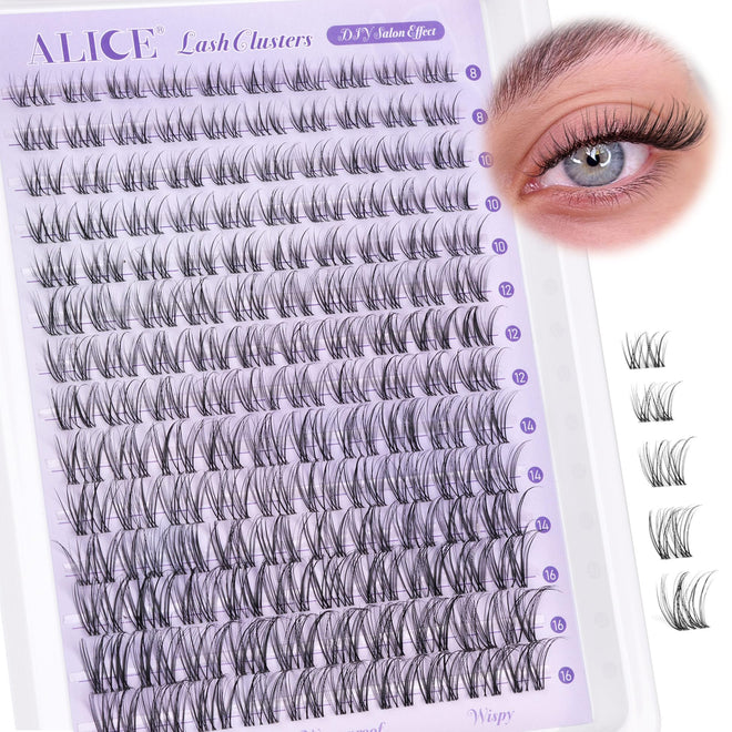 Wispy Lash Clusters Invisible Band Natural Lash Extensions Waterproof 8-16mm Cluster Eyelash Extension D Curl DIY Individual Cluster Lashes by ALICE 🍁 All In One Marketplace Canada