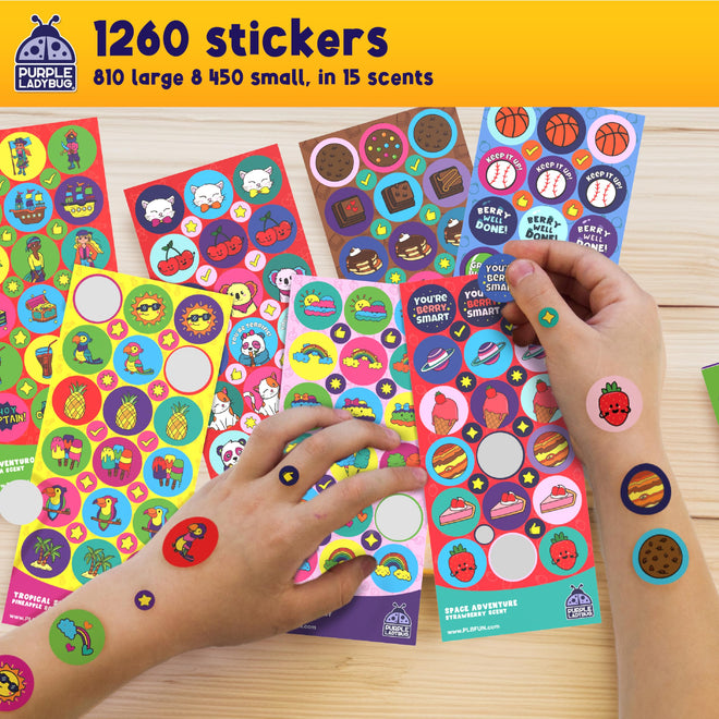 PURPLE LADYBUG 1260 Scratch and Sniff Stickers for Kids - Reward & Motivational Stickers - Smelly Stickers Teacher Must Haves for Classroom Essentials 🍁 All In One Marketplace Canada