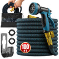100ft Garden Hose with 10 Function Spray Nozzle, Expandable Garden Hose, 3/4" Easy Removal Solid Brass Connector, Flexible Water Hose, Extra Durable Material, Black&Blue by Luft 🍁 All In One Marketplace Canada