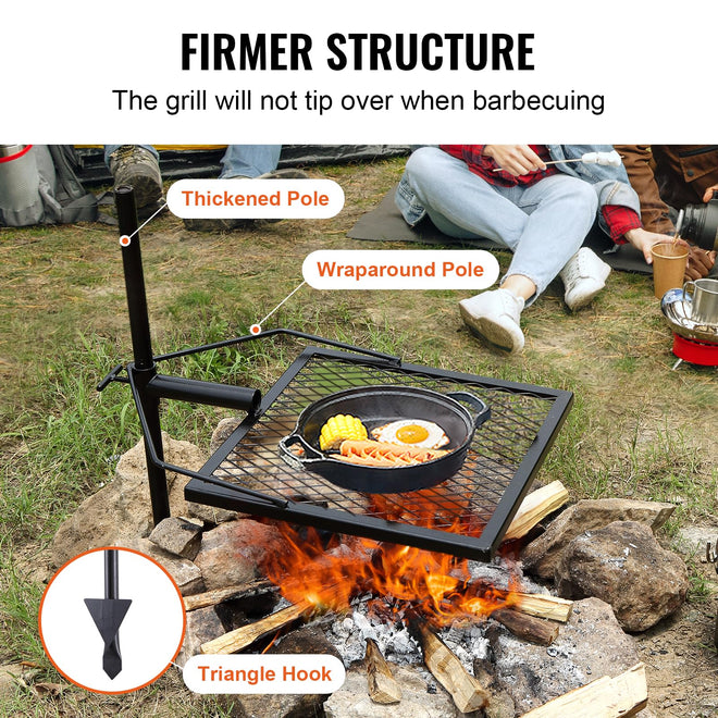 VEVOR Swivel Campfire Grill, Fire Pit Grill Grate, Heavy Duty Steel Grill Grates, 360° Adjustable Open Outdoor Cooking Equipment, Portable Camp Fire Racks for Camping Outdoor BBQ 🍁 All In One Marketplace Canada