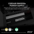 CORSAIR RM1000e (2025) Fully Modular Low-Noise ATX Power Supply with 12V-2x6 Cable – ATX 3.1 & PCIe 5.1 Compliant, Cybenetics Gold Efficiency, 105°C-Rated Capacitors, Modern Standby Mode – Black 🍁 All In One Marketplace Canada