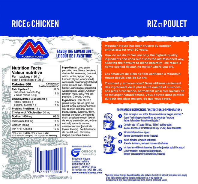 Mountain House Rice and Chicken, Freeze Dried Emergency Food (1 Pouch) 🍁 All In One Marketplace Canada