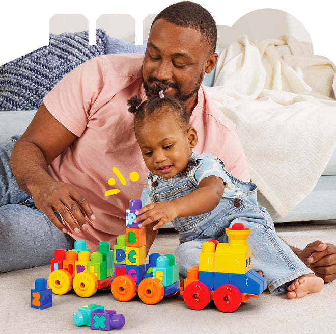 MEGA BLOKS First Builders Toddler Building Blocks Toy Set, ABC Musical Train with 50 Pieces, Music and Sounds, Ages 1+ Years 🍁 All In One Marketplace Canada