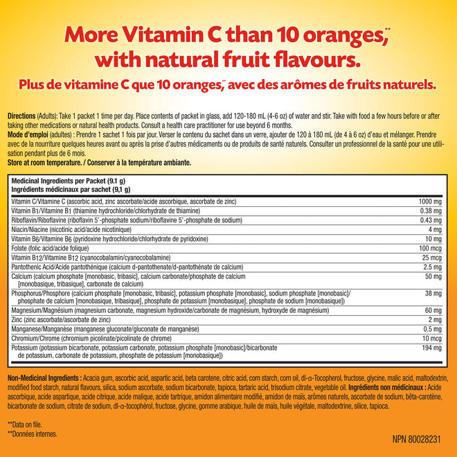 Emergen-C® Super Orange (30 Count), 1000mg Vitamin C / Electrolytes / B Vitamins Mineral Supplement 🍁 All In One Marketplace Canada