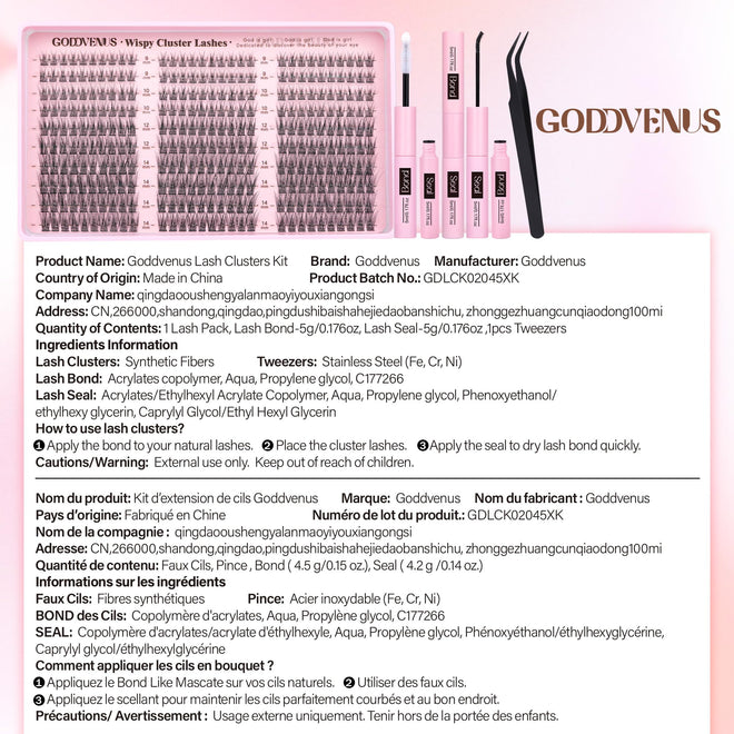 Goddvenus Lash Clusters Kit 9-14mm 300pcs Wispy Eyelash Cluster Lashes Natural DIY Lash Extension Kit Short Cluster Eyelash Extensions C Curl 🍁 All In One Marketplace Canada