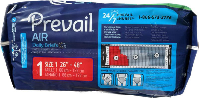 Prevail Air Daily Briefs Ultimate plus Absorbency Size 1 - 20 count Adult diaper