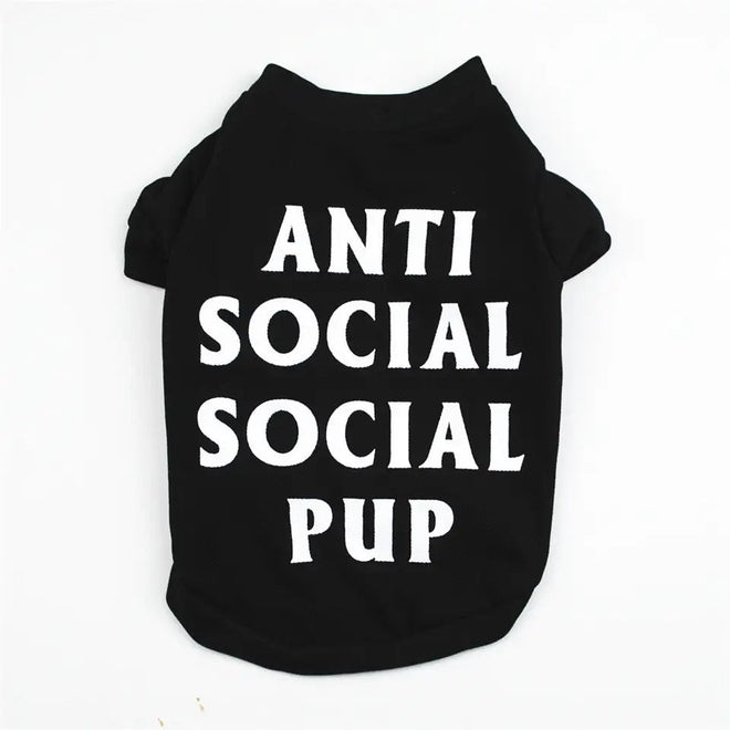 Anti Social Social Pup Tee | Graphic Dog T Shirt