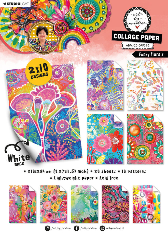 ABM Collage Paper Funky Florals Art By Marlene 210x294x8mm 20 Sheets