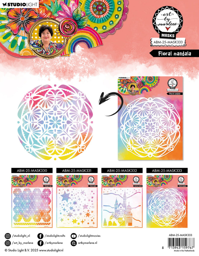 ABM Mask Floral Mandala Art by Marlene 1 Pieces