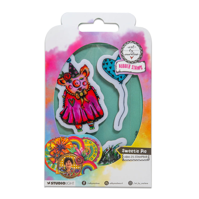 ABM Cling Rubber Stamp Sweetie Pie Art By Marlene 3 Pieces