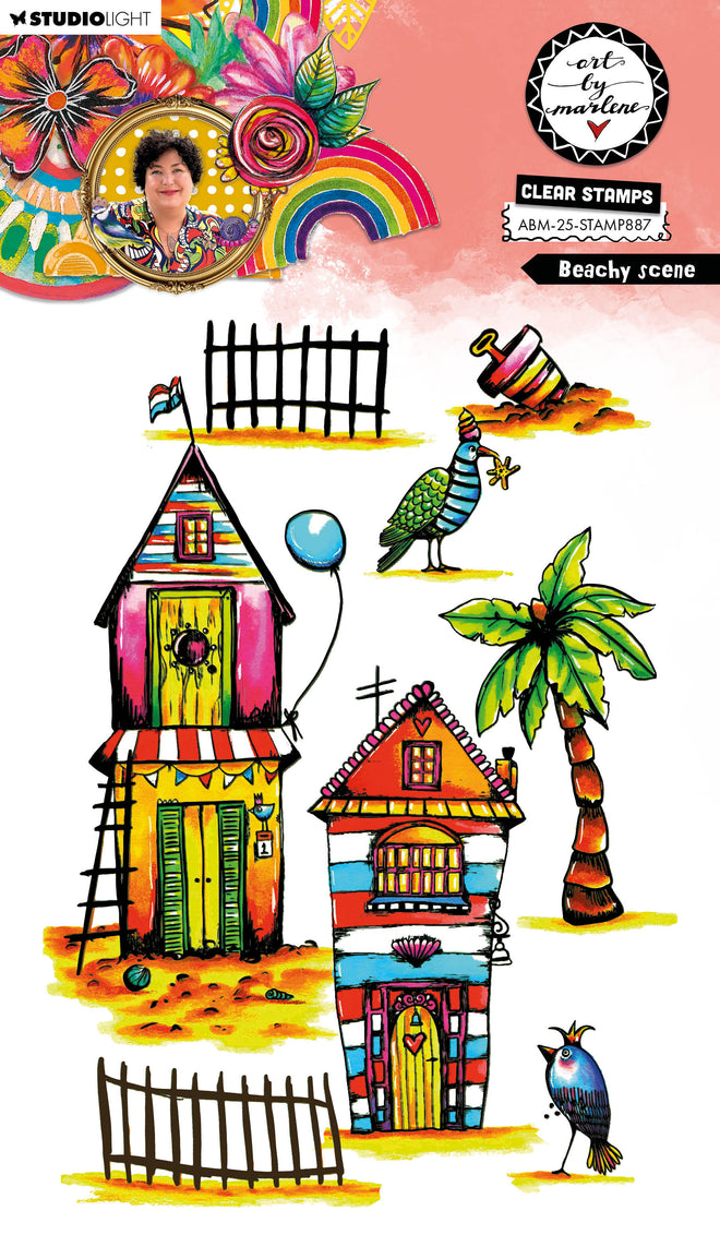 ABM Clear Stamp Beachy Scene Art By Marlene 148x210x3mm 8 Pieces