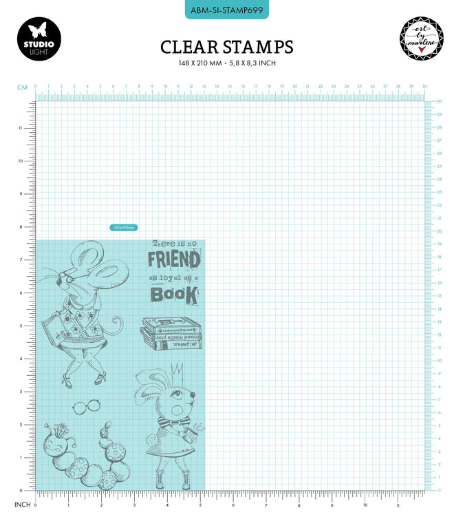 ABM Clear Stamp Smart Bookworm Signature Collection 6 PC
