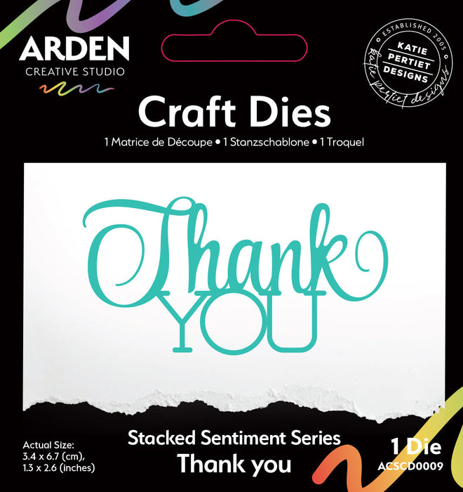 Arden Creative Studio Sentiment Series Stacked Thank You Craft Die