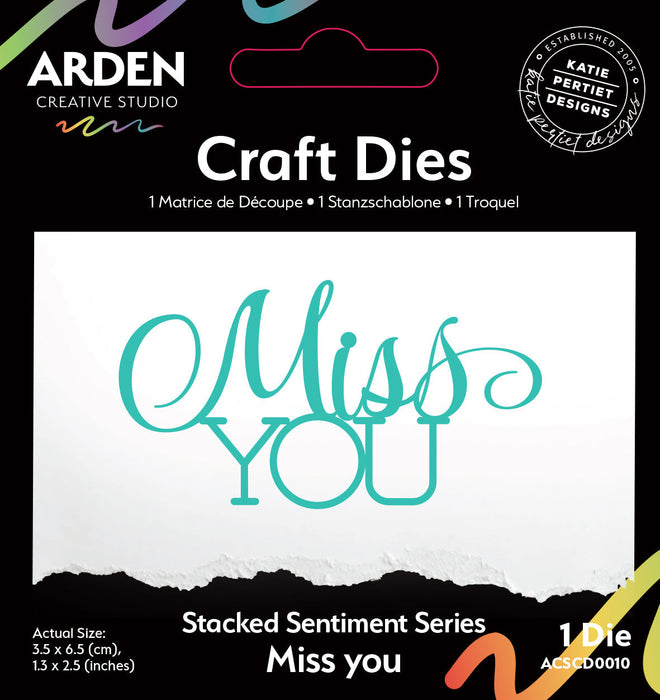 Arden Creative Studio Sentiment Series Stacked Miss You Craft Die