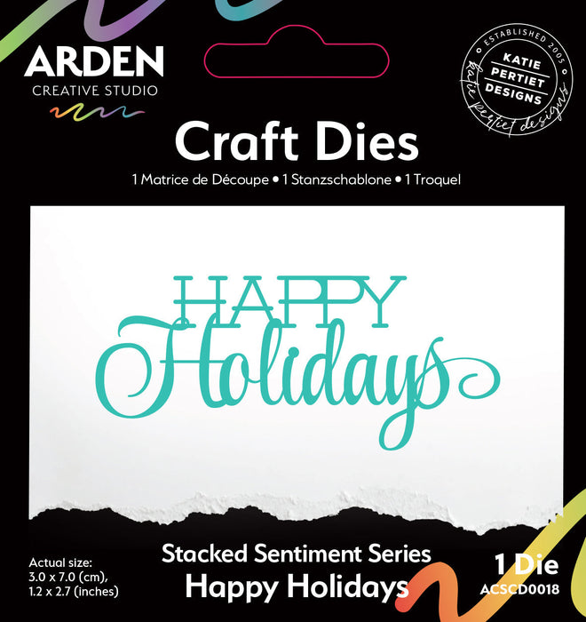 Arden Creative Studio Sentiment Series Stacked Happy Holidays Craft Die