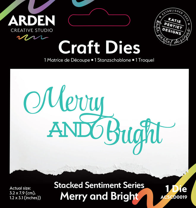 Arden Creative Studio Sentiment Series Stacked Merry and Bright Craft Die