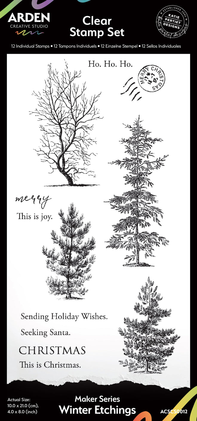 Arden Creative Studio Maker Series Winter Etchings 4in x 8in Clear Stamp Set