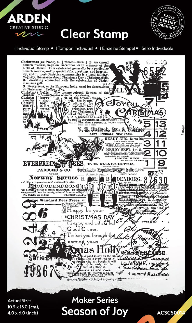 Arden Creative Studio Maker Series Season of Joy 4in x 6in Background Stamp