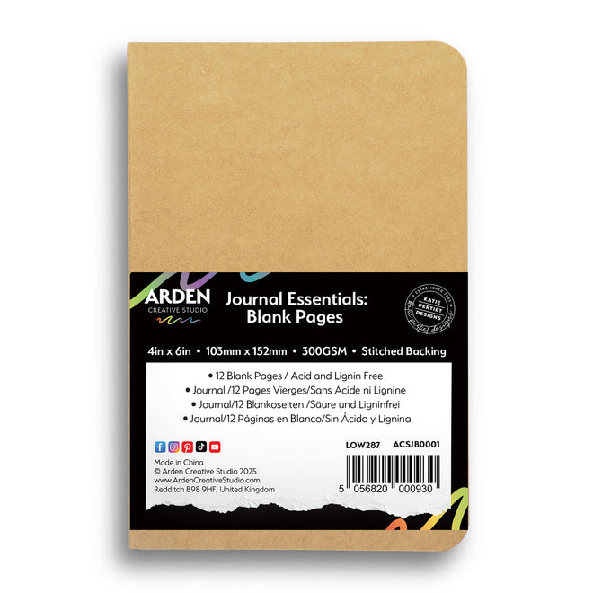Arden Creative Studio Journal Essentials: Blank Pages 4in x 6in Stitched Journal