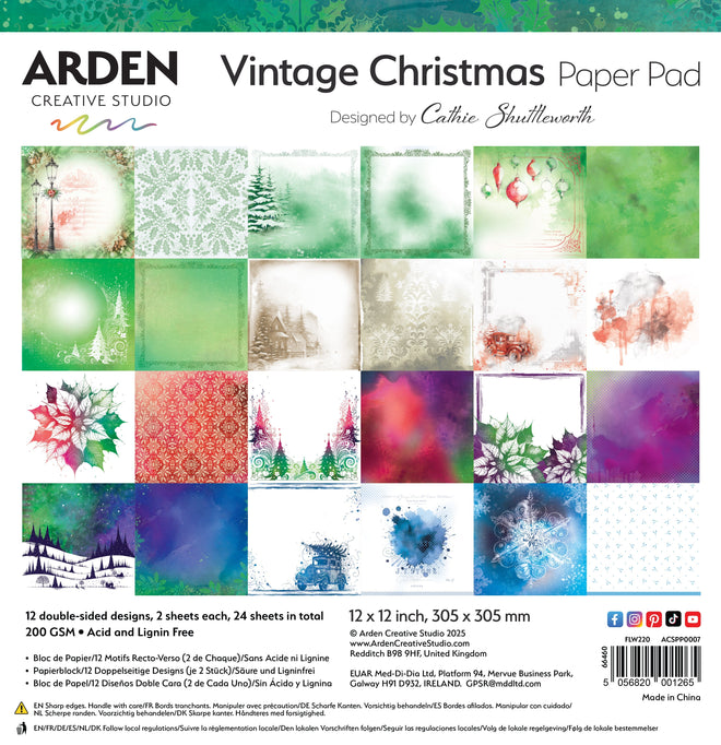 Arden Creative Studio Vintage Christmas 12in x 12in Paper Pad